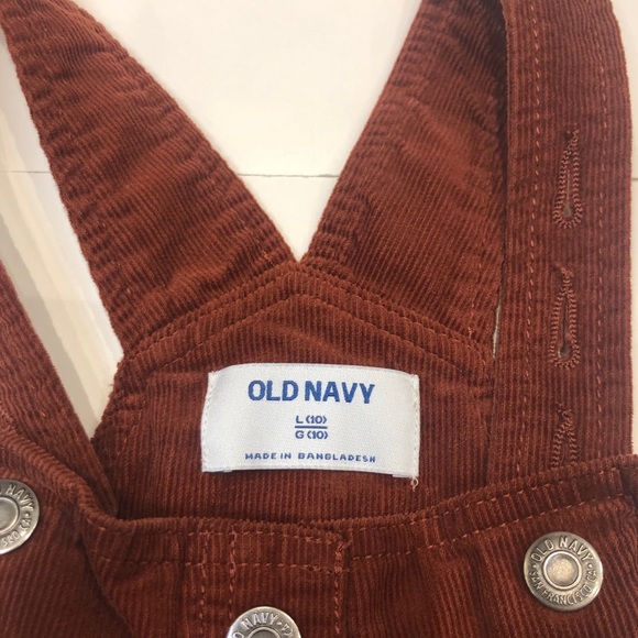 Old Girls Corduroy brown button up dress with overall straps - Picture 3 of 6